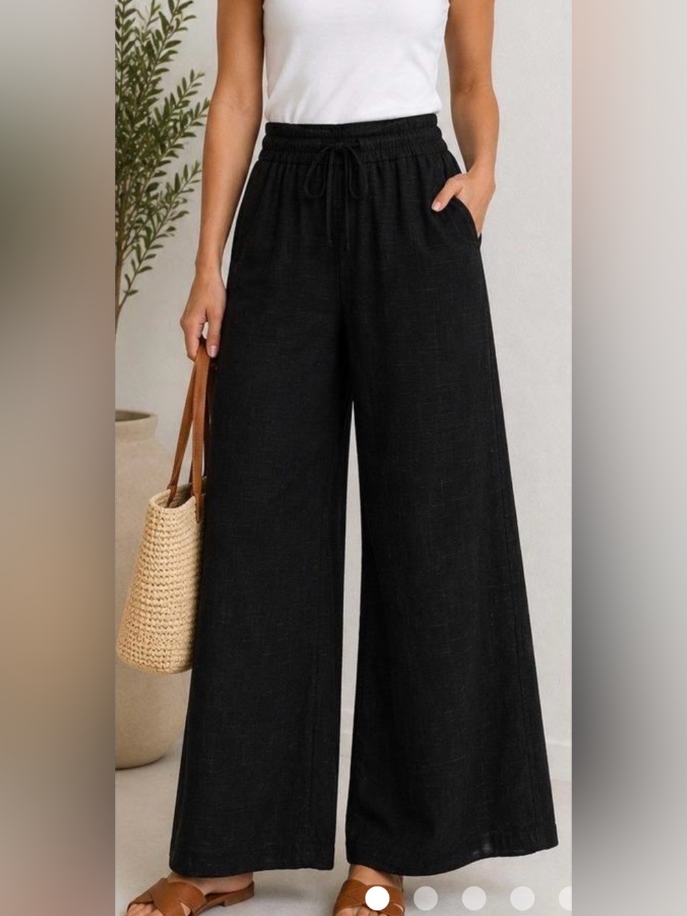 Kobi Halperien black wide leg linen pants L